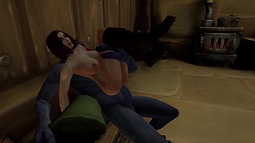 This chick is getting her Ass stretched by a big blue War Troll- Warcraft Porn Parody