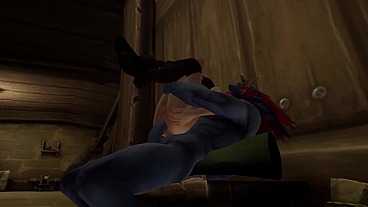 This chick is getting her Ass stretched by a big blue War Troll- Warcraft Porn Parody
