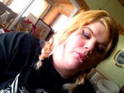 double braided blonde smoking