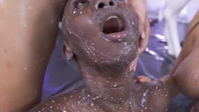 ”Milk covered sexy black hot girl hardcore snatch licking foursome”