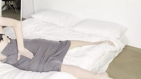 intimate yoga session in a tight &mdash;  revealing skirt