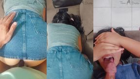 esposa insatisfecha me pone caliente con su minifalda y le termino llenando la cara de leche