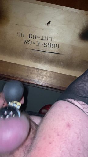 Slapping my caged sissy clit and squirting