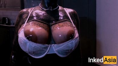 INKED ASIA - OILING MASSIVE NATURAL PORN TITS