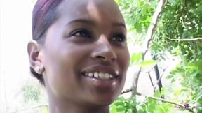 Shy Ebony Girl Orgasms While Riding a Big Cock in Reverse Cowgirl Position