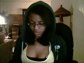 Nerdy and curvy ebony webcam teen shows me her pierced tits