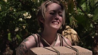 Sexy Slave Kneels In The Sun While Master Punishes Her