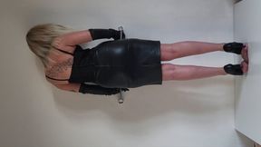 Lady Latisha - Versace Jeans Couture Black Leather Stilettos - Trampling CBT Shoejob - Horizontal View