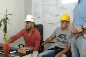 three Employees boink And wank off Each Other