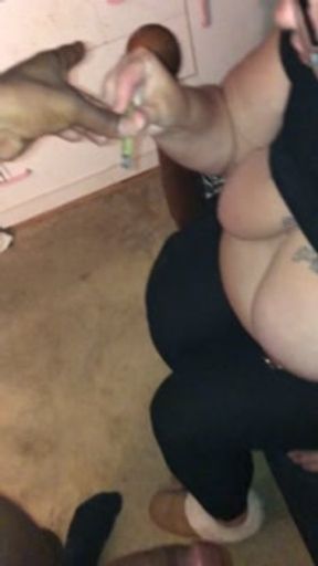 She just wants to gag on my dick