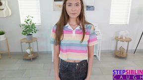 Ali Jones Taunts Stepbro She Knows He's Dying to Rip Off Her Panties and Eat Her Bald Pussy