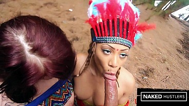 Big Booty Oiled up Bitches Sucking dick in the Foods on Turkey DAY