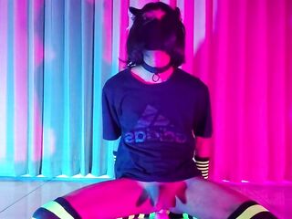 oriental crossdress solo toy masturbation