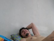 Muscle pecs, masturbate and cum in cristal cup