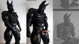 Muscular Suit Men gets kinky with a big dong and a furry mask