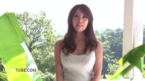 Asian beauty Chihiro Akino indulges in passionate blowjob and creampie session outdoors