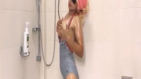 Asian Blonde Babe Taking A Shower