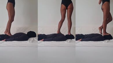 Barbie squashed in stockings during tight massage and trampling