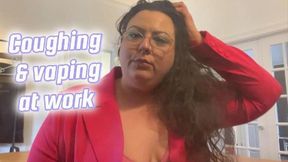 Office Goddess Blows Vape Clouds & Coughs - Pink Blazer BBW