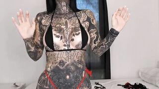 Small micro bikini try on by Goddess inked cunt with mouth Melody