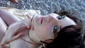 ugly and skinny slut ass fucking on public beach