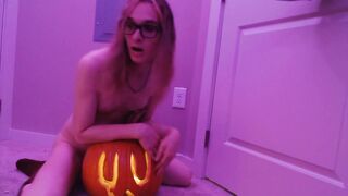 Lovely unexperienced trans nymph creampies Halloween pumpkin