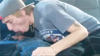 Interracial Bareback Car Fuck with Cute Amateur Boy