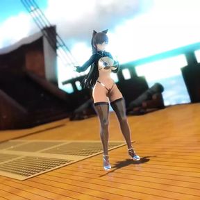 Huge Ass Cat Girl Dancing In Sexy Black Stockings (3D HENTAI)