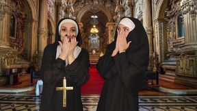 Two Nuns Transform Into Satanic Witches and Summon Satan to Fuck Him and Get Creampied