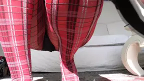 Red Tartan Tights and Extreme Heels Legs Show