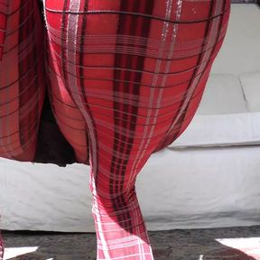 Red Tartan Tights and Extreme Heels Legs Show