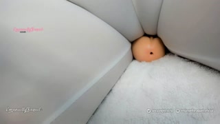 Wet T-shirt and yoga pants with a sexy big butt and big tits latina grinding her pussy on her toy