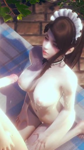 Must-see moment from "Hentai Uncensored - Maid has sex with her master in the garden"