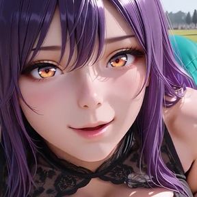 This Stunning Purple Hair Beauty Teases Then Rides Him Under the Trees