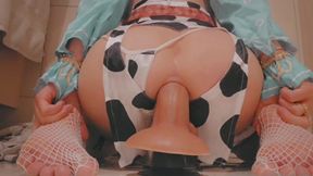 I Fuck My Ass with a Huge Dildo and Cum on a Cock