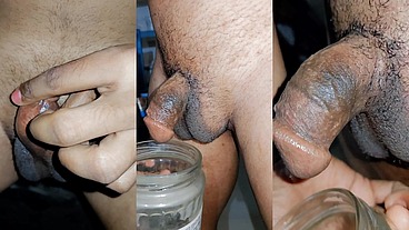 Sexy fit body ladyboy rub her tiny clitty finger dark chocolate asshole and multiple pissing in bottle and toilet