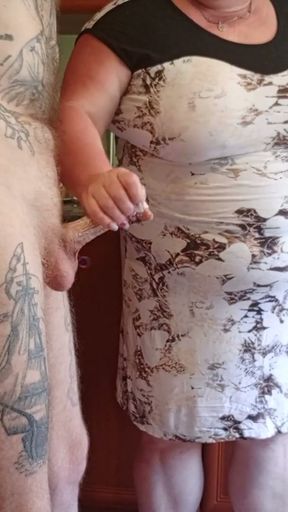 my mother-in-law saw my cock and began to milk it until I finished   Clip 2