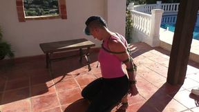 Maya Homerton - New Outdoor Hogtie Escape Challenge for the spanish Yoga Instructor - Full Clip mp4 HD