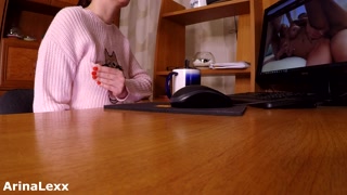 slut office secretary came to work without panties.