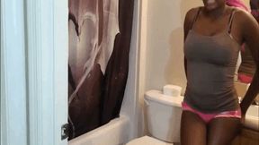 Paris pisses in her tiny shorts