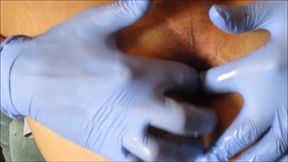 Shemale Sadees gives her self a small hot anal rose bud