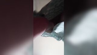 Under the skirt. Enjoy the long bushy twat.