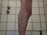 Hung guy wanking in military barracks showers - Amateur video