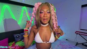 lana gee spins on command then gags on brian s cock at the rave!
