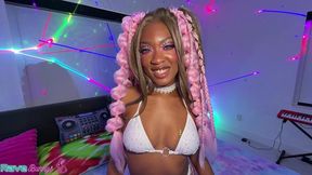 lana gee spins on command then gags on brian s cock at the rave!