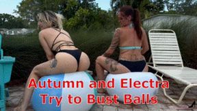 Autumn Bodell and Electra Try to Bust Balls - Inflatable Popping Challenge Beach Balls Ass Fetish Inflatables NonPopping Inflatables Struggling Legs MP4