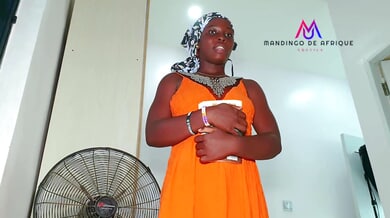 Curvy African beauty in white lace thong takes every inch in missionary before facial