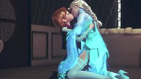 Fucking Frozen: Elsa's Fingers and Dick Deep in Anna