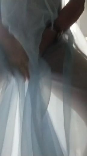 I just love the feel of nylon round my cock in the morning. I would love someone to suck it.   Clip 3