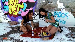 francys belle and amel annoga messy lesbian food sex